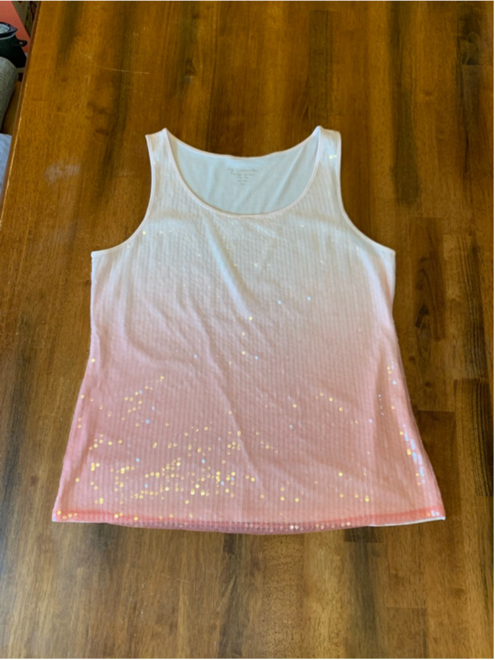 Chicos Tank Top 2 (size 12) Ombré Pink Sequins